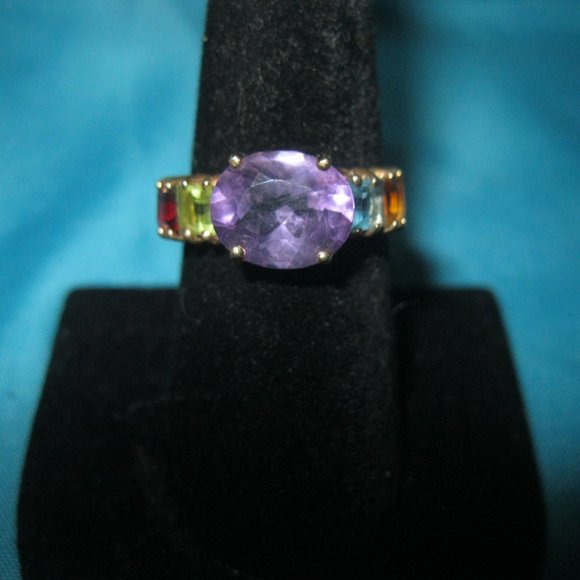 10K Rainbow Gemstone Ring